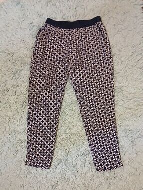 Jones New York Navy and Cream Geometric Petite Pants